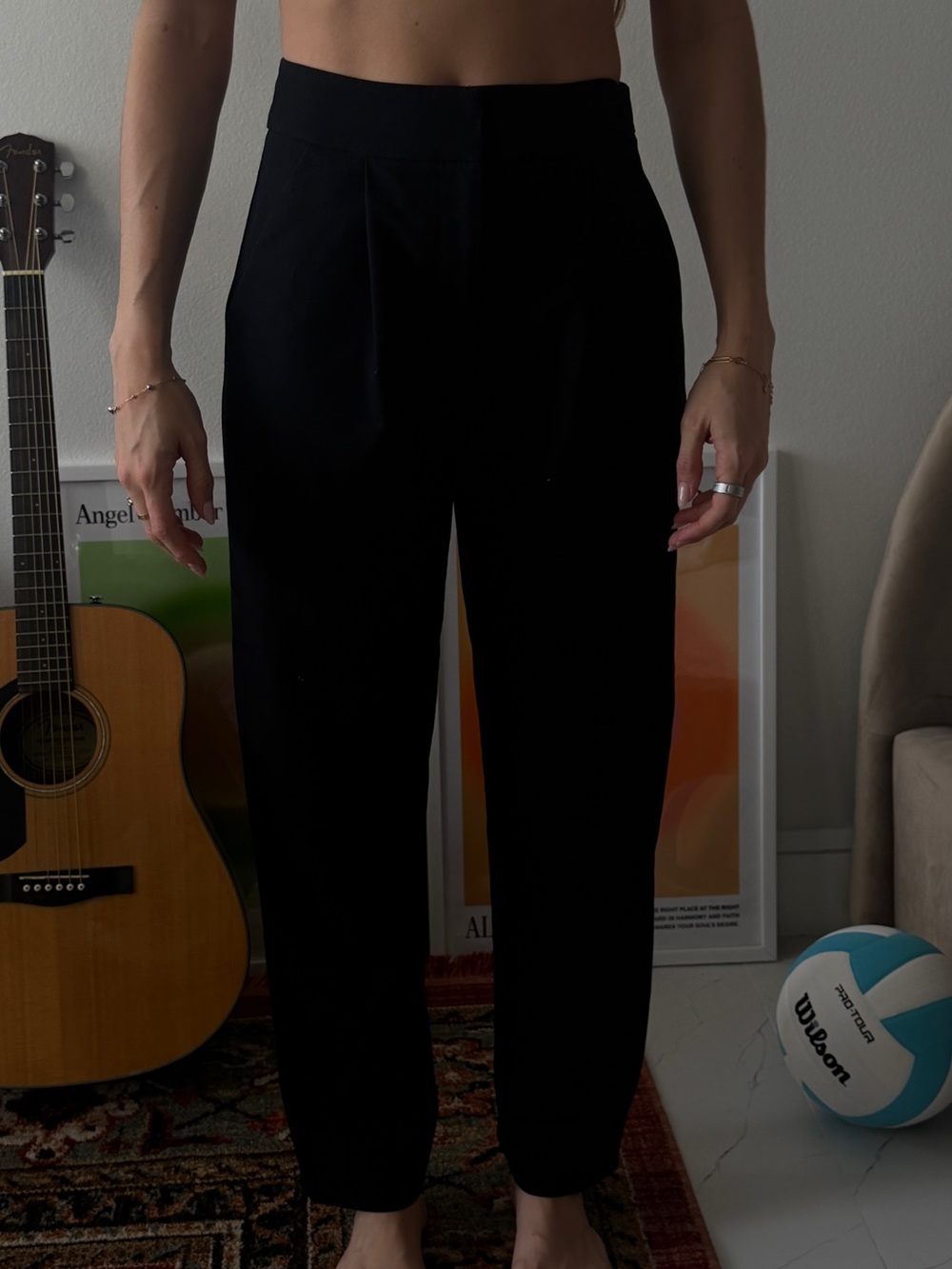 High-Waist Black Tailored Pants - Classic Women's Trousers